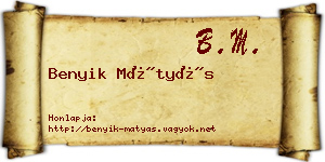 Benyik Mátyás névjegykártya